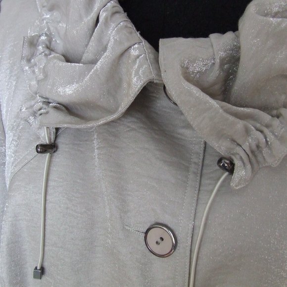 Elegant Beige Metallic Peplum Jacket Blazer L - Picture 5 of 8